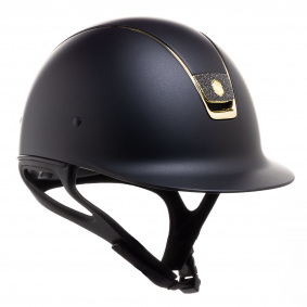 SHADOWMATT / CRYSTAL FABRIC GOLD SWARO BLASON / CHROME GOLD / BLACK - 1 in der Kategorie: Samshield Reithelme