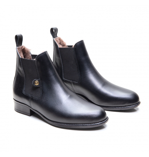 Hippica HIPPICA CLASSIC WINTER LEATHER JODHPUR RIDING BOOTS WITH FUR