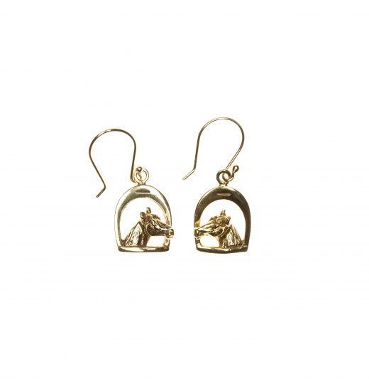 Rubin Royal RUBIN ROYAL GOLD PLATED 925 SILVER EQUESTRIAN EARRINGS STIRRUPS WITH HORSES