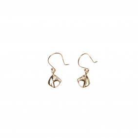 RUBIN ROYAL GOLD PLATED 925 SILVER EQUESTRIAN EARRINGS HORSE HEADS