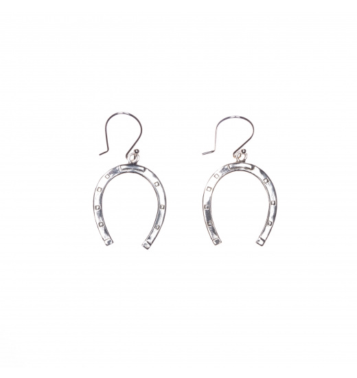 Rubin Royal RUBIN ROYAL 925 SILVER EQUESTRIAN DANGLE EARRINGS BIG HORSESHOES