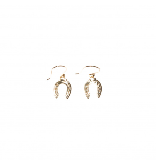 Rubin Royal RUBIN ROYAL GOLD PLATED 925 SILVER EQUESTRIAN DANGLE EARRINGS HORSESHOES