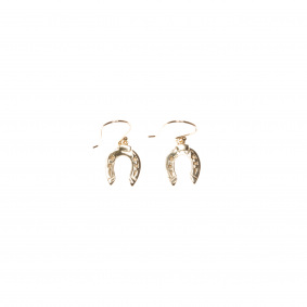 RUBIN ROYAL GOLD PLATED 925 SILVER EQUESTRIAN DANGLE EARRINGS HORSESHOES