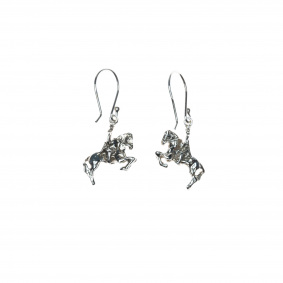 RUBIN ROYAL 925 SILVER EQUESTRIAN EARRINGS HORSE AND RIDER