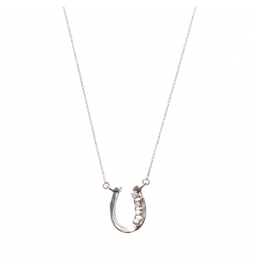 Rubin Royal RUBIN ROYAL 925 SILVER EQUESTRIAN NECKLACE HORSESHOE WITH ZIRCONS