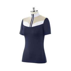 ANIMO BEEP WOMEN'S SHORT SLEEVED EQUESTRIAN COMPETITION SHIRT NAVY