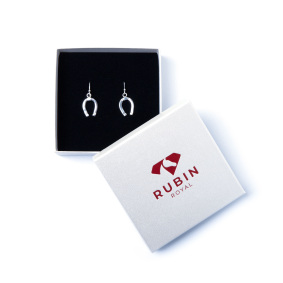 RUBIN ROYAL 925 SILVER EQUESTRIAN DANGLE EARRINGS HORSESHOES