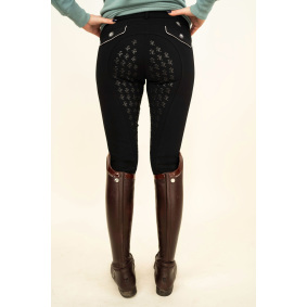 TRUE RIDER TECHLINE FRAUEN REITHOSE MIT VOLLBESATZ SCHWARZ
