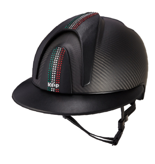 KEP Italia KEP ITALIA E-LIGHT MATT EQUESTRIAN HELMET LEATHER VISOR SWARO BLACK