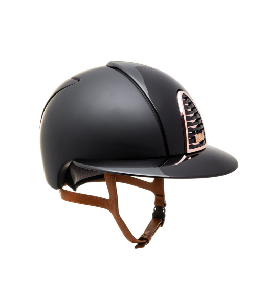 KEP Italia KEP ITALIA CROMO 2.0 TEXTILE KASK JEŹDZIECKI POLISH FRONT/POLISH POLO VISOR/BEIGE CHIN/ROSE GOLD FRAME/ZIRCONS RG LOGO CZARNY