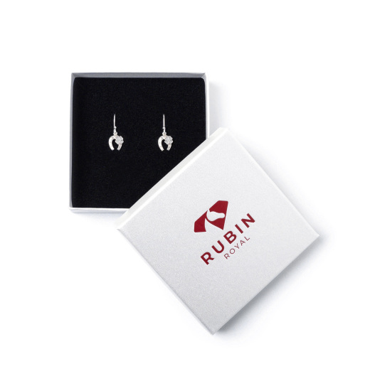Rubin Royal RUBIN ROYAL 925 SILVER EQUESTRIAN EARRINGS HORSESHOES WITH CLOVER