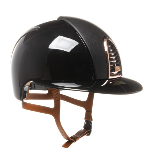 KEP Italia KEP ITALIA CROMO 2.0 POLISH EQUESTRIAN HELMET LEATHER FRONT BACK/POLISH POLO VISOR/BEIGE/RG FRAME BUTTON/ZIRC RG LOGO BLACK