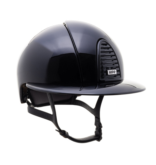 KEP Italia KEP ITALIA CROMO 2.0 POLISH KASK JEŹDZIECKI POLO VISOR/BLK CHIN/POLISH BLK/METAL SILVER SHINE LOGO CZARNY