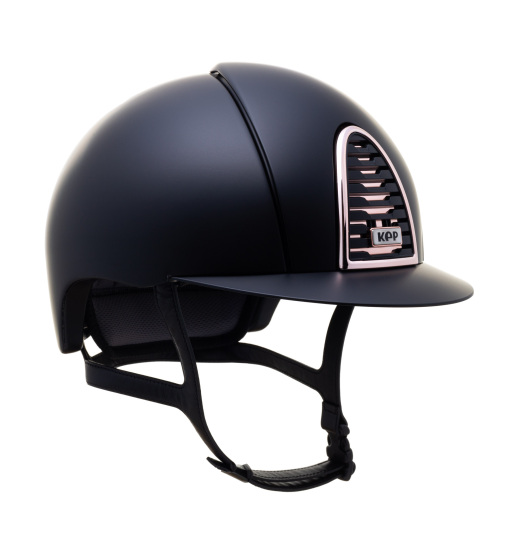 KEP Italia KEP ITALIA CROMO 2.0 TEXTILE KASK JEŹDZIECKI MIRROR ROSEGOLD FRAME SUBGRID BUTTON/SILVER MATT LOGO CZARNY
