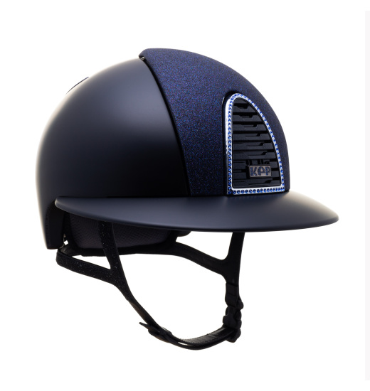 KEP Italia KEP ITALIA CROMO 2.0 TEXTILE KASK JEŹDZIECKI STAR BLUE/CRYSTAL BLK STRAP/DIAMOND BLK/ZIRCONI BLUE CZARNY