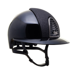 KEP ITALIA CROMO 2.0 POLISH KASK JEŹDZIECKI STAR BLK FRONT/POLISH VISOR/MIRROR BLK FRAME BUTTON/ZIRCONI LOGO CZARNY