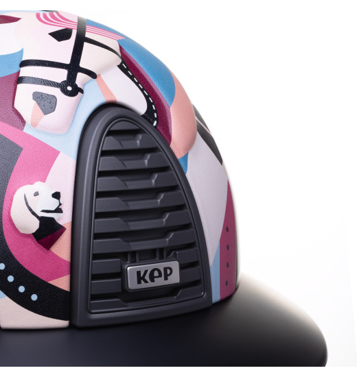 KEP Italia KEP ITALIA CROMO 2.0 TEXTILE KASK JEŹDZIECKI PEGASUS PINK/TEXTILE GREY FRAME GRID SUBGRID/SILVER MATT LOGO CZARNY