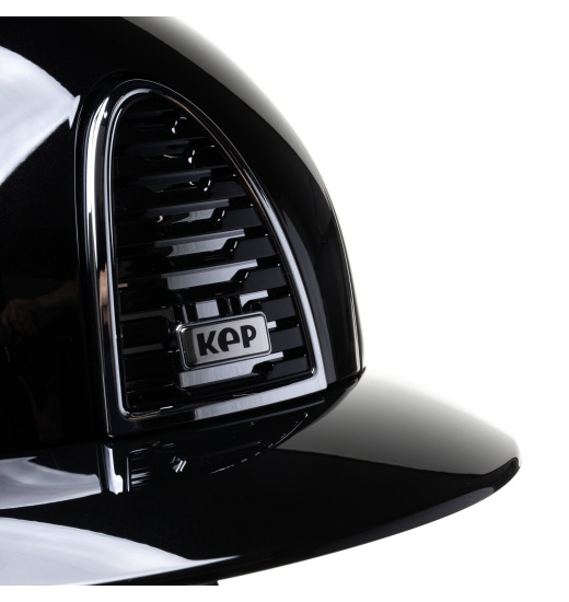 KEP Italia KEP ITALIA CROMO 2.0 POLISH EQUESTRIAN HELMET POLO VISOR/BLK CHIN/POLISH BLK/SILVER FRAME LOGO BLACK