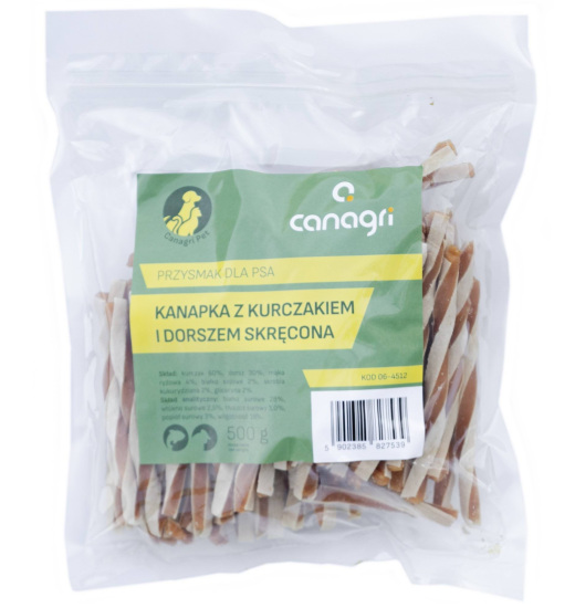 CAN AGRI CAN AGRI DOG TREAT CHICKEN & COD SANDWICH TWISTED