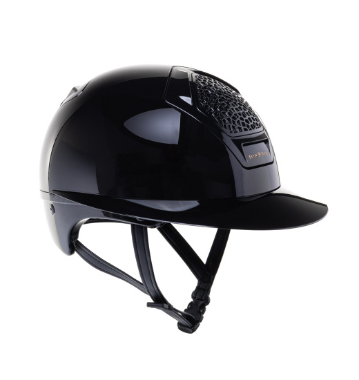 Freejump FREEJUMP VORONOI EQUESTRIAN HELMET GLOSSY WITH WIDE VISOR CATECHU BLACK