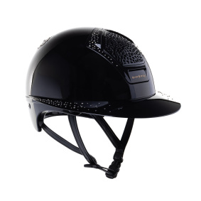 FREEJUMP VORONOI KASK JEŹDZIECKI GLOSSY Z SZEROKIM DASZKIEM FULL CRYSTALS