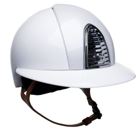 KEP ITALIA CROMO 2.0 POLISH CUBICATO TWIST STRIPE WHITE RIDING HELMET