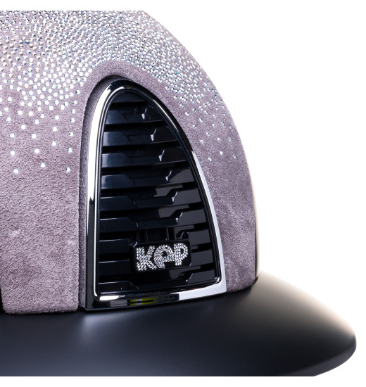 KEP Italia KEP ITALIA CROMO 2.0 TEXTILE KASK JEŹDZIECKI SUEDE GRIGIO NEBULA SILVER/CRYSTALS LOGO CZARNY