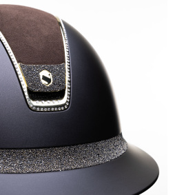 SAMSHIELD MISS SHIELD 2.0 SHADOWMATT/SHINY CRYSTAL FABRIC GOLD/300 SWARO/ALCANTARA/BROWN HELMET