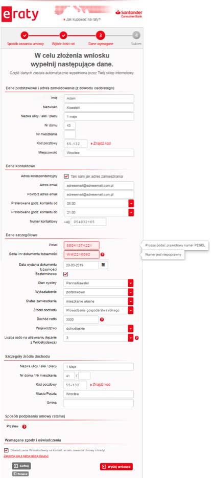 Wybierz produkt ratalny oraz ilość rat